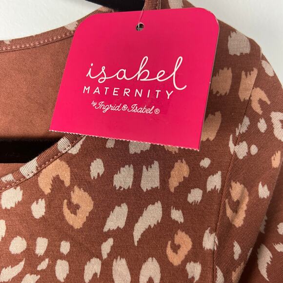 Isabel Maternity Brown Animal Print Short Sleeve Dress - Size XS - NWT - Picture 7 of 9